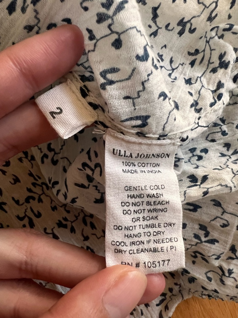 Ulla Johnson Anja Ruffle Flutter Sleeve Floral Top Blouse White Blue Floral Sz 2 - Picture 9 of 9